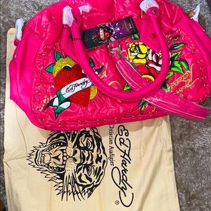 Genuine Ed Hardy Baba Follies Betty Fuscia Tote